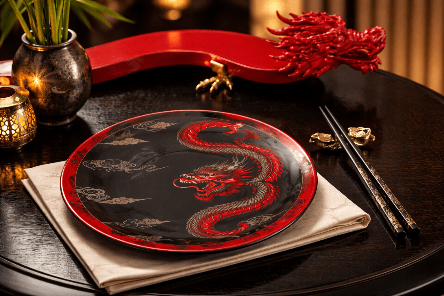 Dragon Noir Bone China 9” (set of 4) - Art of Serving