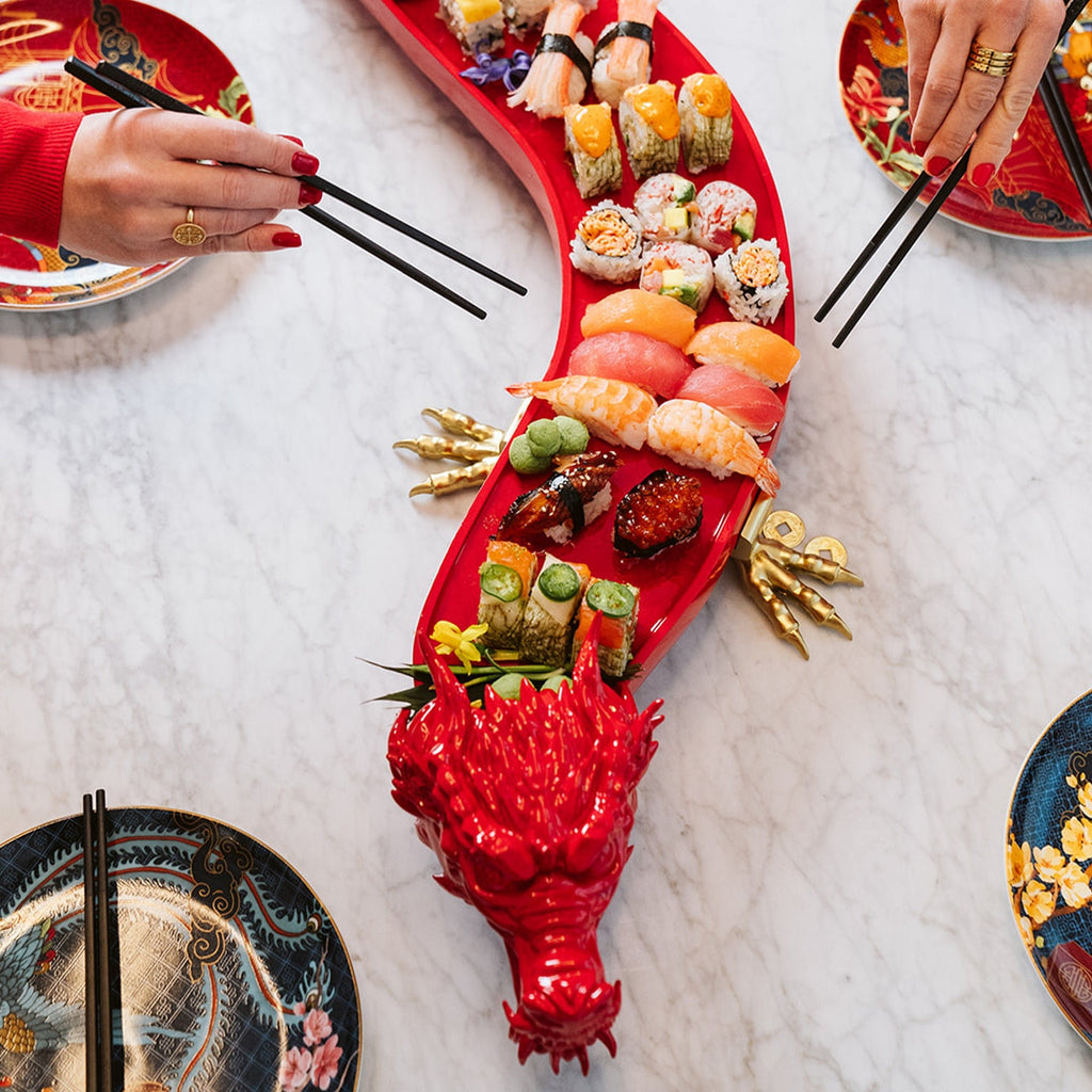 The Servant Dragon – 50” Handcrafted Sushi Serving Tray (Food-Grade Resin, Luxury Decorative Display) - Art of Serving
