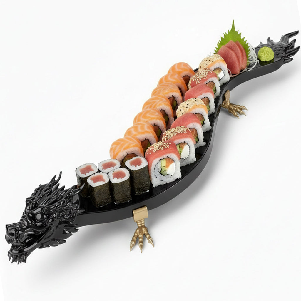 The Servant Dragon – 50” Handcrafted Sushi Serving Tray (Food-Grade Resin, Luxury Decorative Display) - Art of Serving