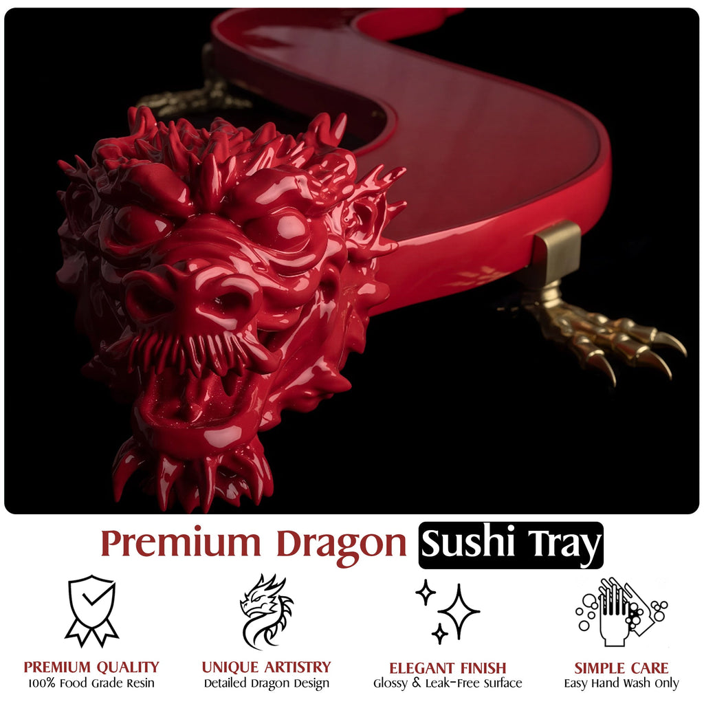 The Servant Dragon – 50” Handcrafted Sushi Serving Tray (Food-Grade Resin, Luxury Decorative Display) - Art of Serving